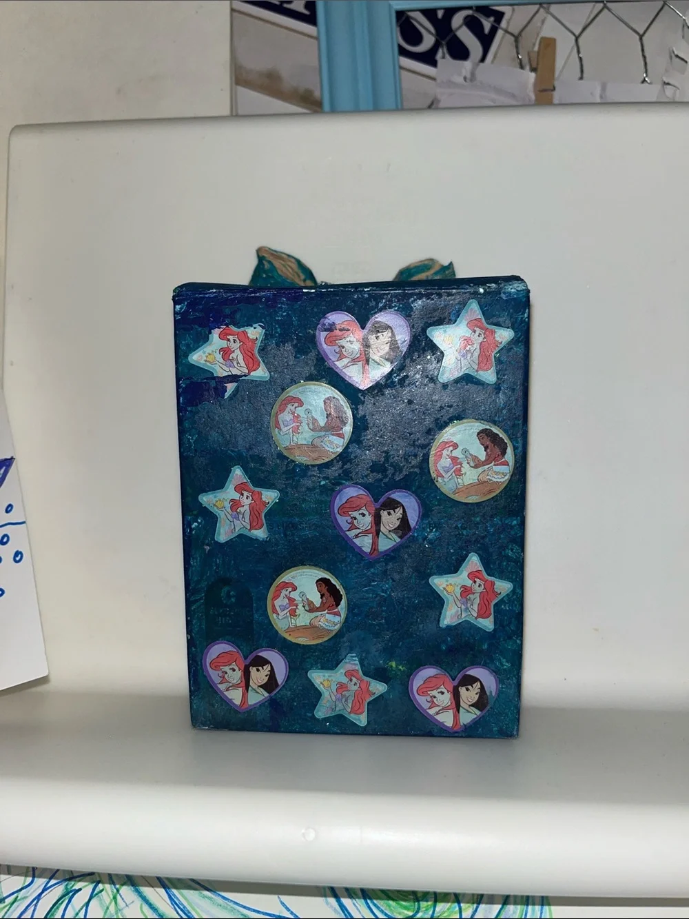 1of a kind new upcycled Handmade Mermaid ocean Mixed-Media treasure art card box